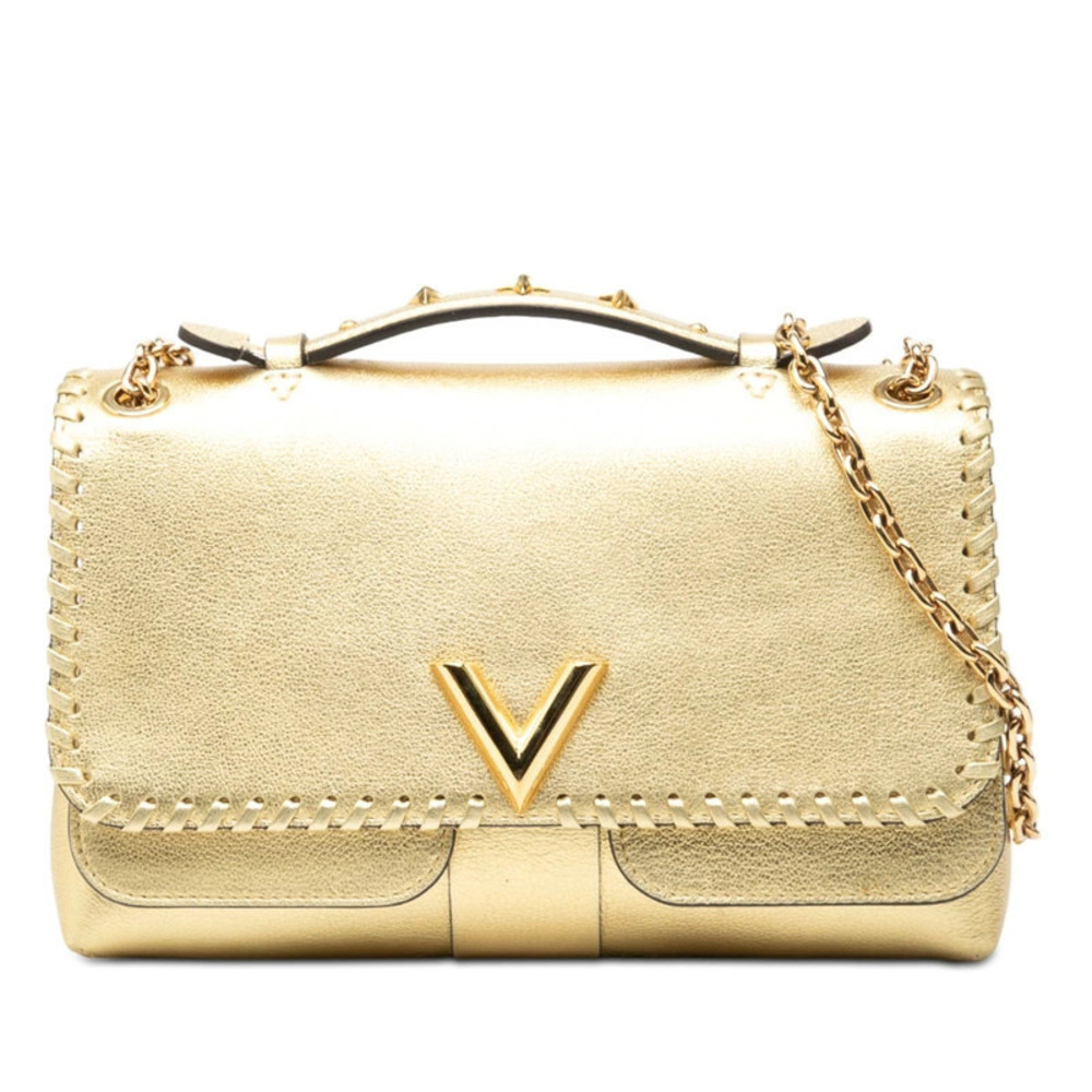 Louis Vuitton Very Chain Shoulder Bag Gold Leather